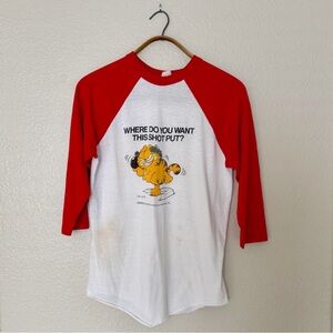 Vintage 1978 Garfield Red & White baseball 3/4 sleeve tee